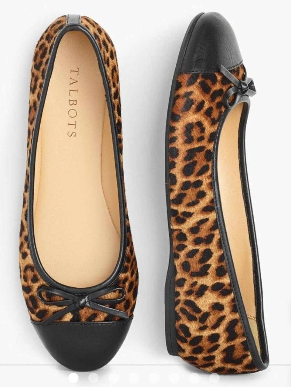 Talbots Blair Cap Toe Leopard Print Calf Hair Ballet Flats